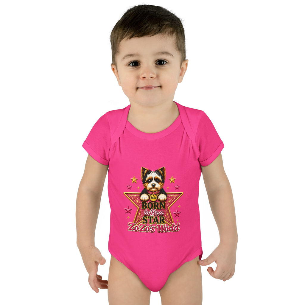 Baby Bodysuit — "Born to Be a Star" Puppy Graphic Infant Onesie (ZoZo's World)