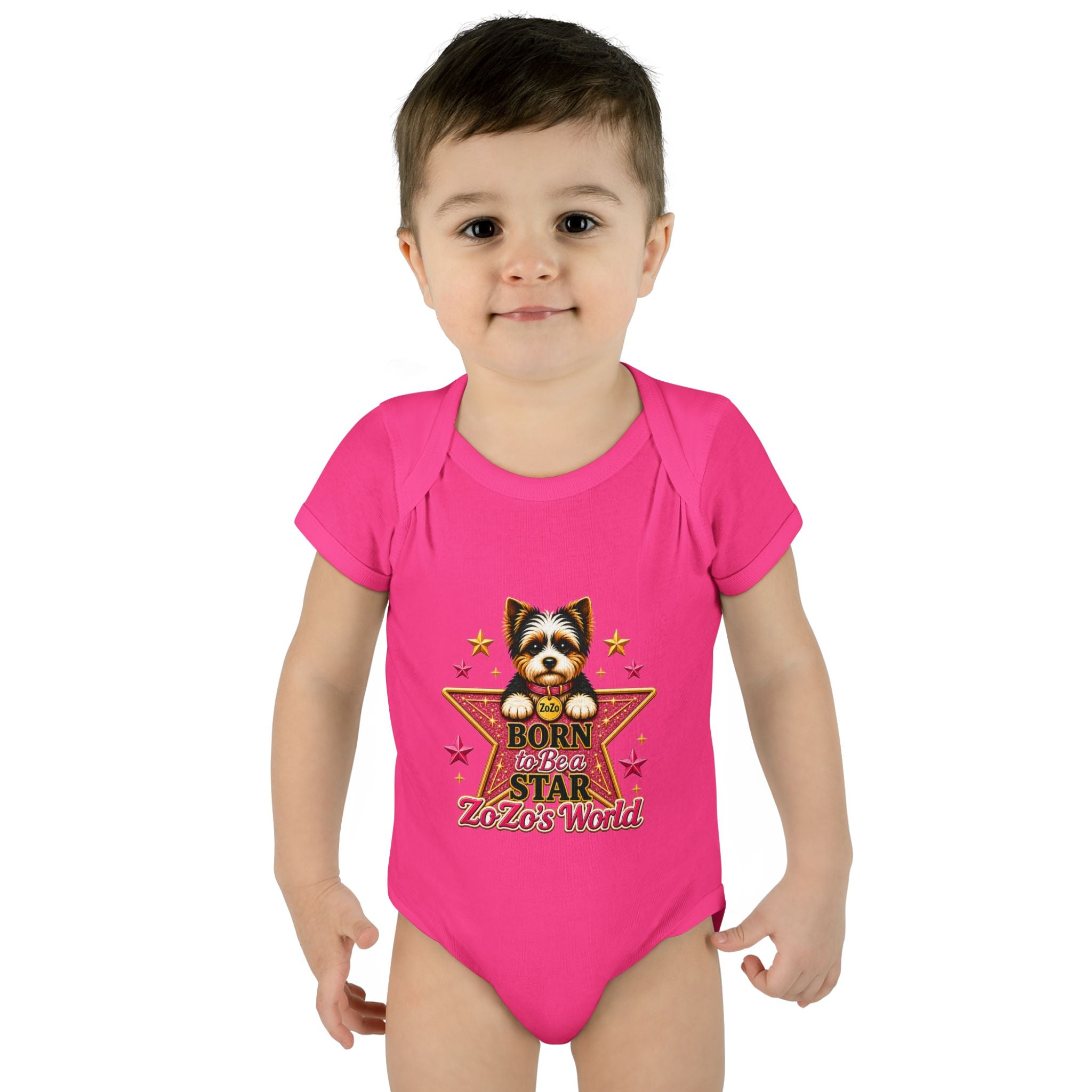 Baby Bodysuit — "Born to Be a Star" Puppy Graphic Infant Onesie (ZoZo's World)