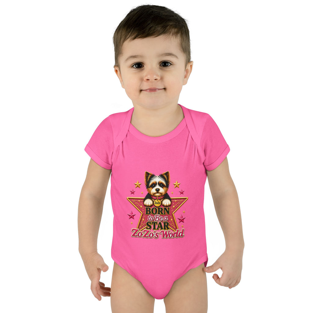 Baby Bodysuit — "Born to Be a Star" Puppy Graphic Infant Onesie (ZoZo's World)