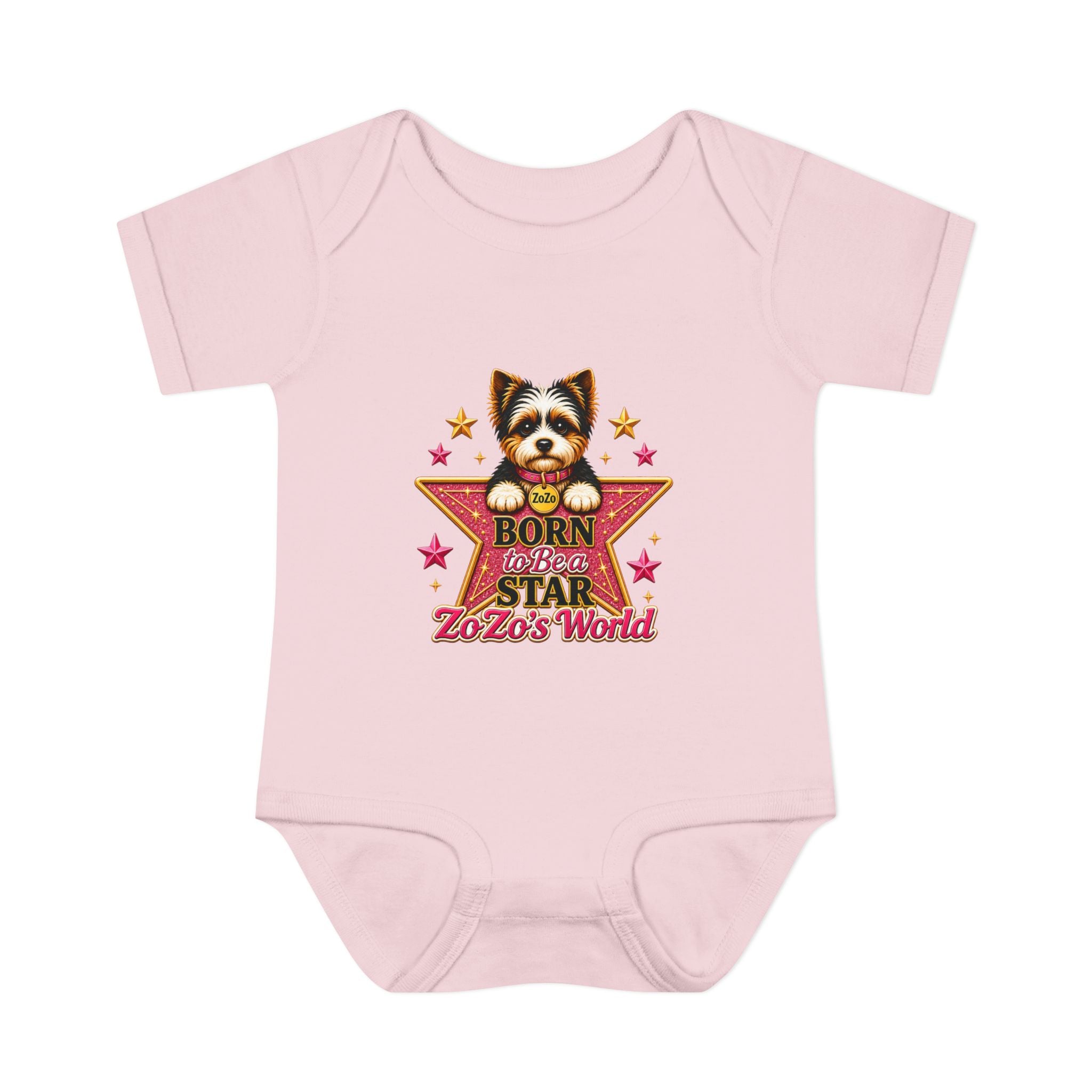 Baby Bodysuit — "Born to Be a Star" Puppy Graphic Infant Onesie (ZoZo's World)