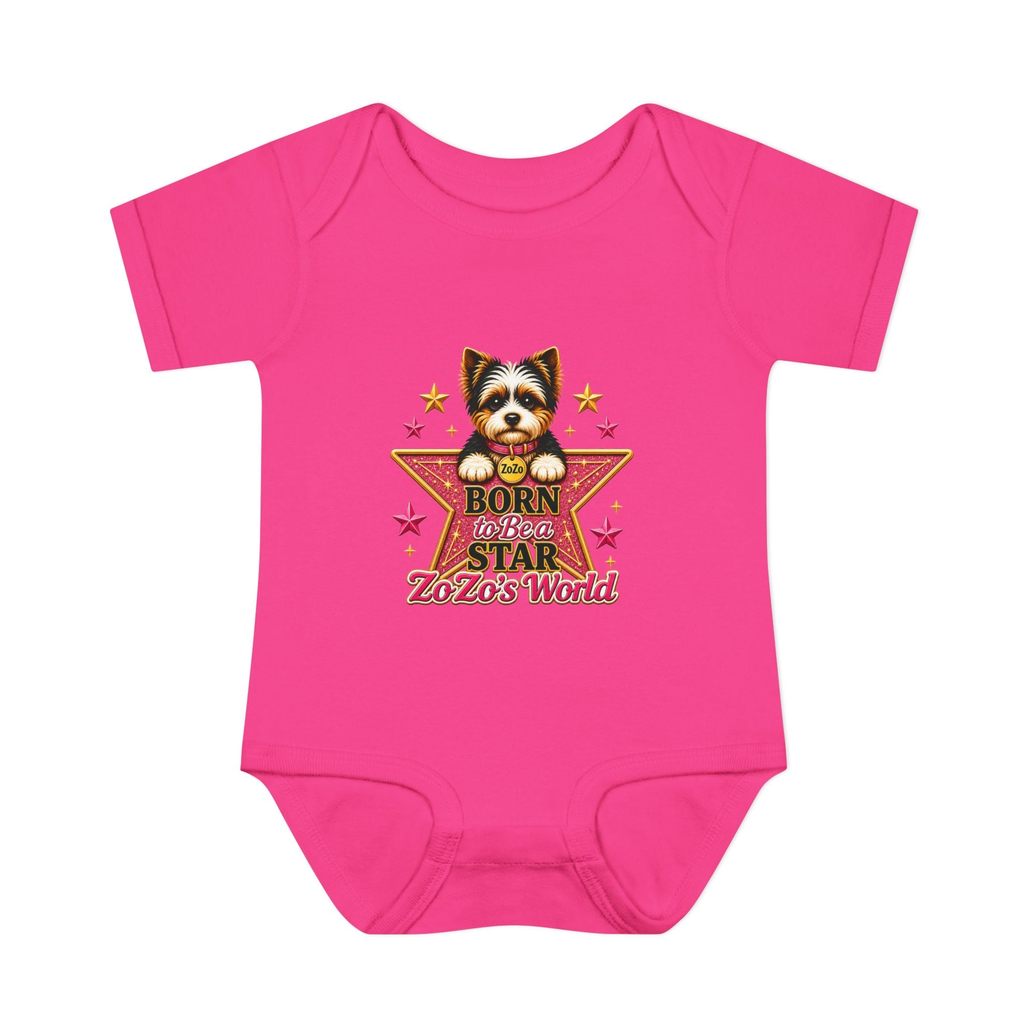 Baby Bodysuit — "Born to Be a Star" Puppy Graphic Infant Onesie (ZoZo's World)