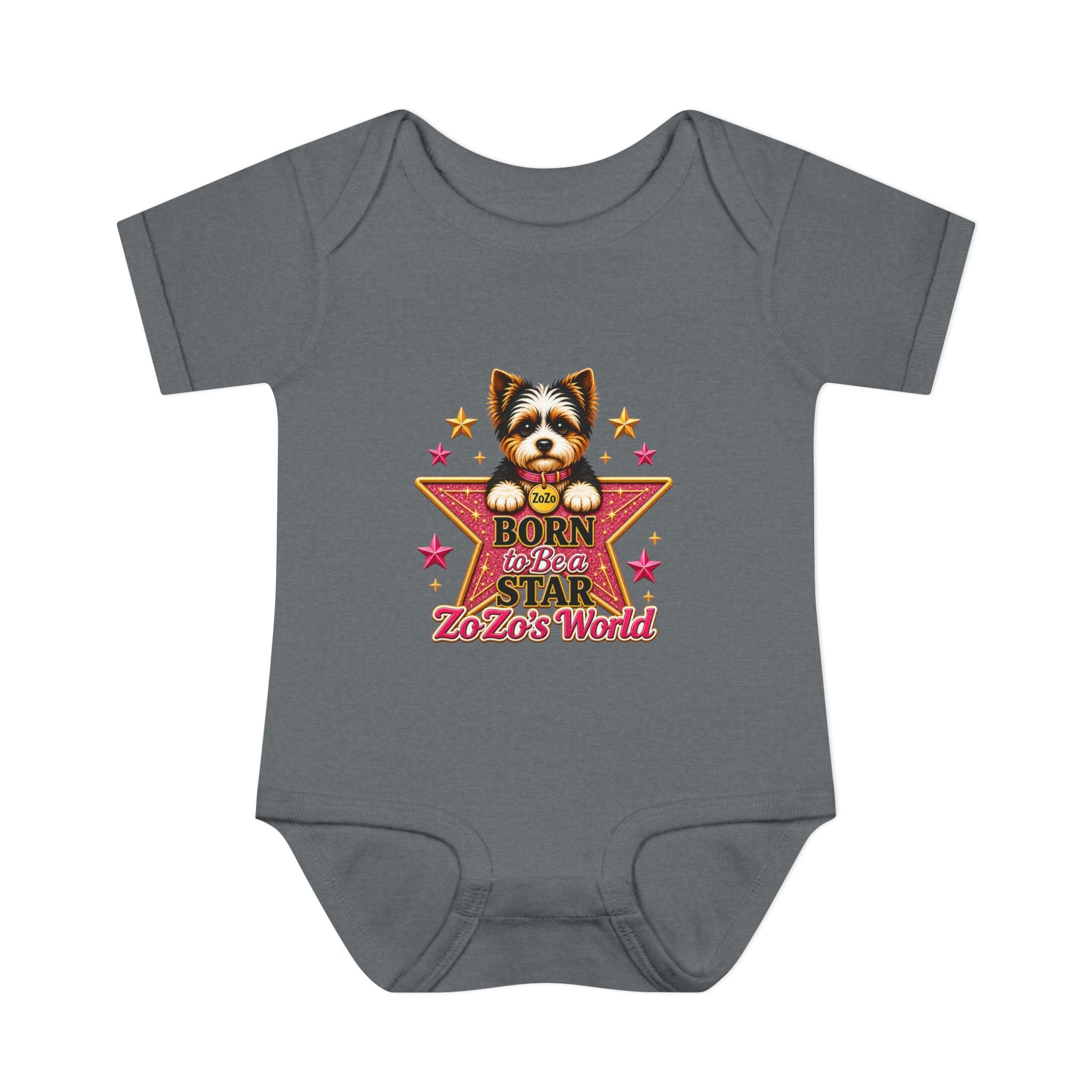 Baby Bodysuit — "Born to Be a Star" Puppy Graphic Infant Onesie (ZoZo's World)
