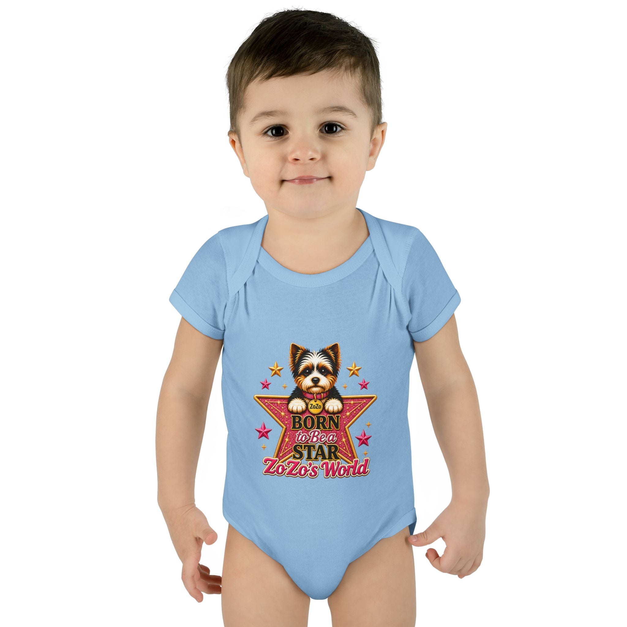 Baby Bodysuit — "Born to Be a Star" Puppy Graphic Infant Onesie (ZoZo's World)