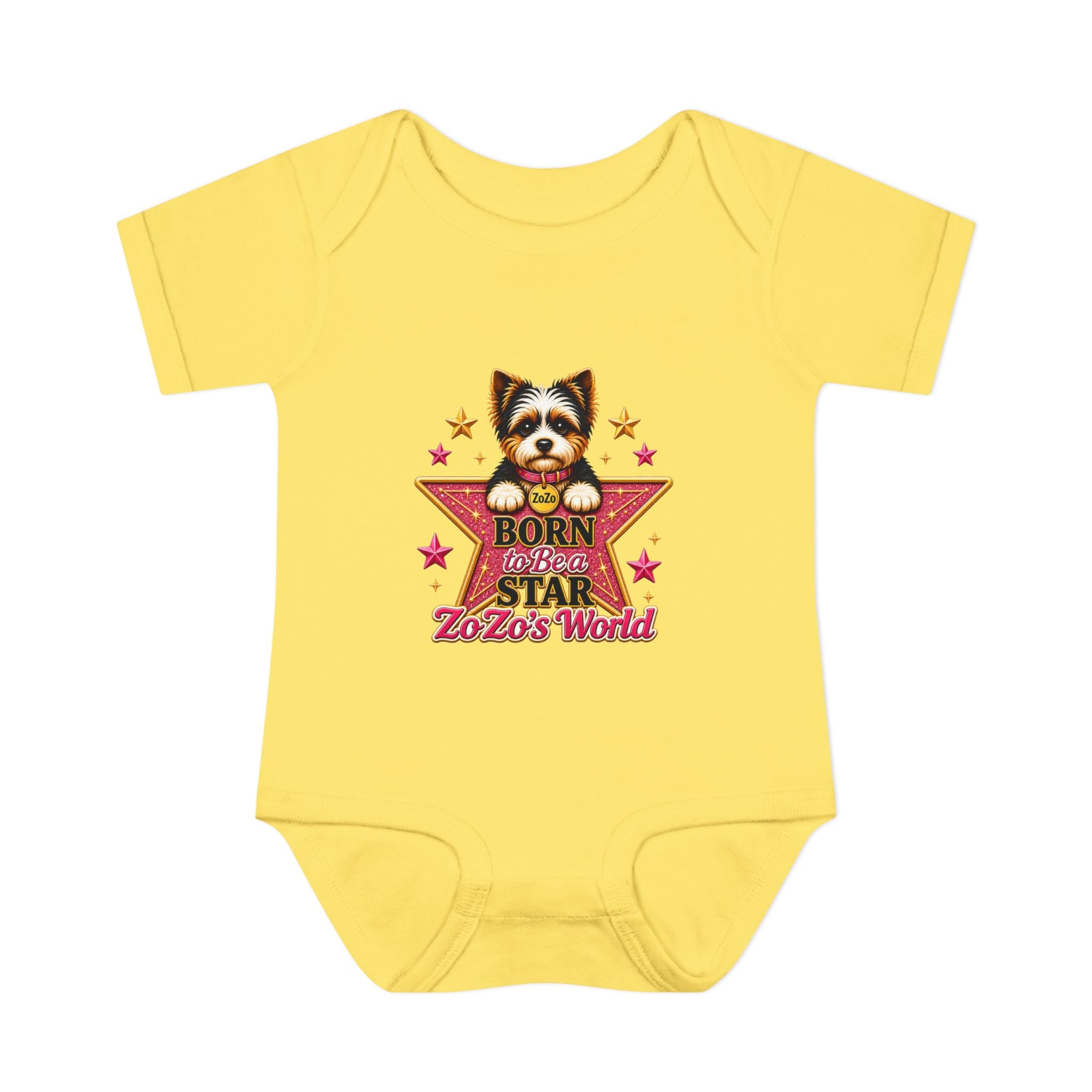 Baby Bodysuit — "Born to Be a Star" Puppy Graphic Infant Onesie (ZoZo's World)