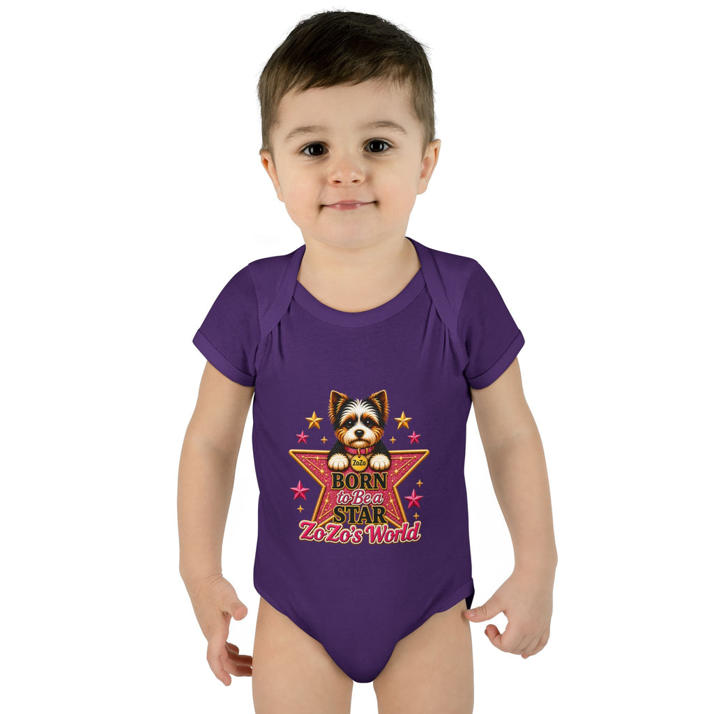 Baby Bodysuit — "Born to Be a Star" Puppy Graphic Infant Onesie (ZoZo's World)