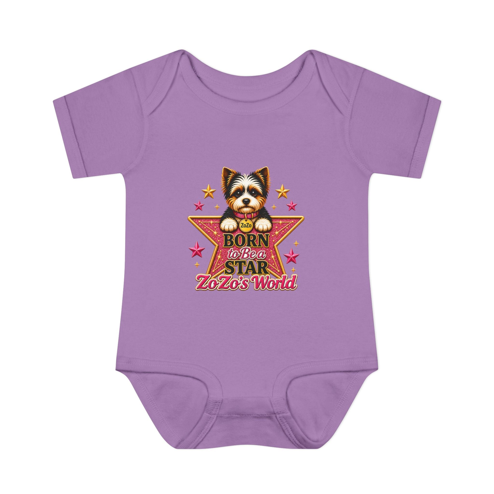 Baby Bodysuit — "Born to Be a Star" Puppy Graphic Infant Onesie (ZoZo's World)