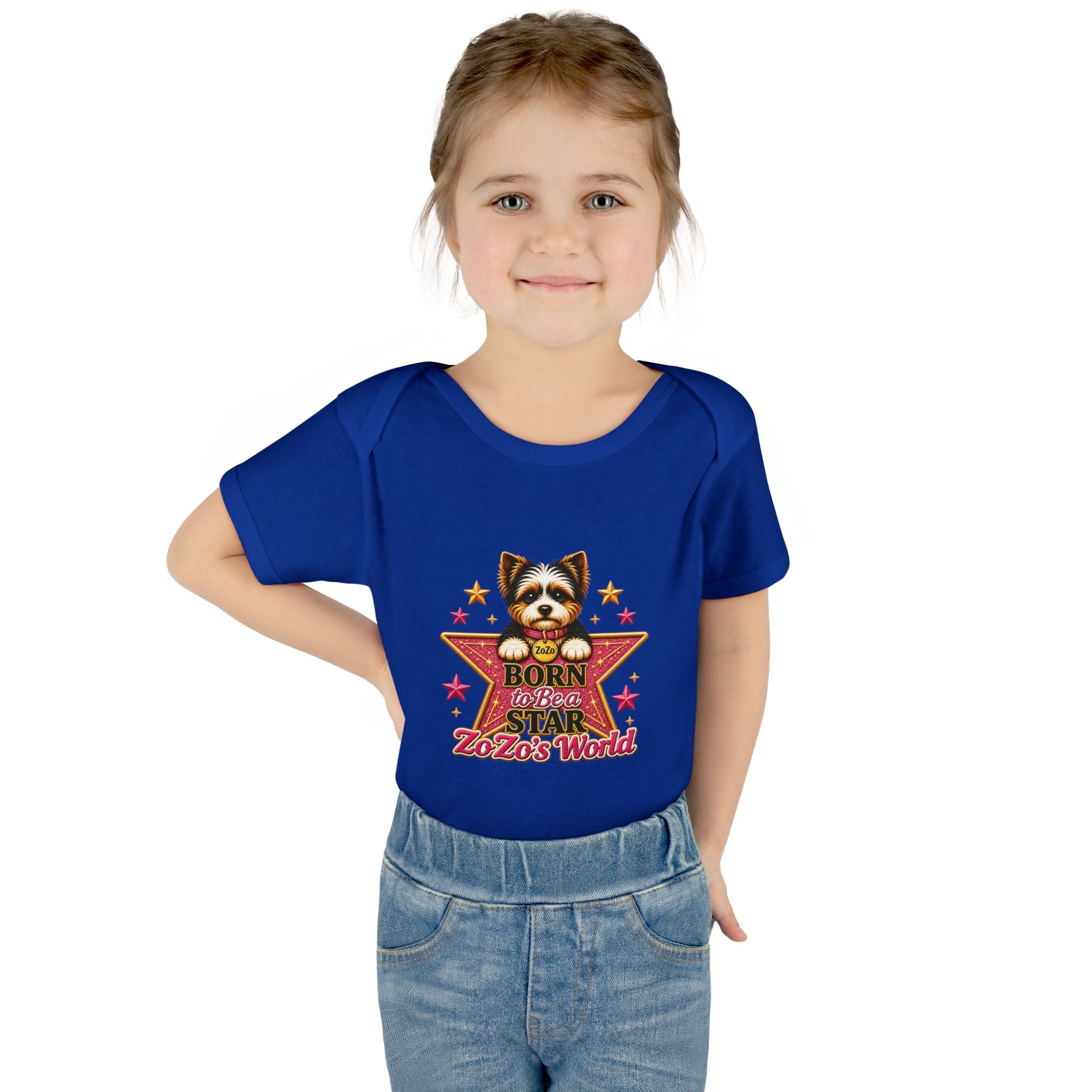 Baby Bodysuit — "Born to Be a Star" Puppy Graphic Infant Onesie (ZoZo's World)