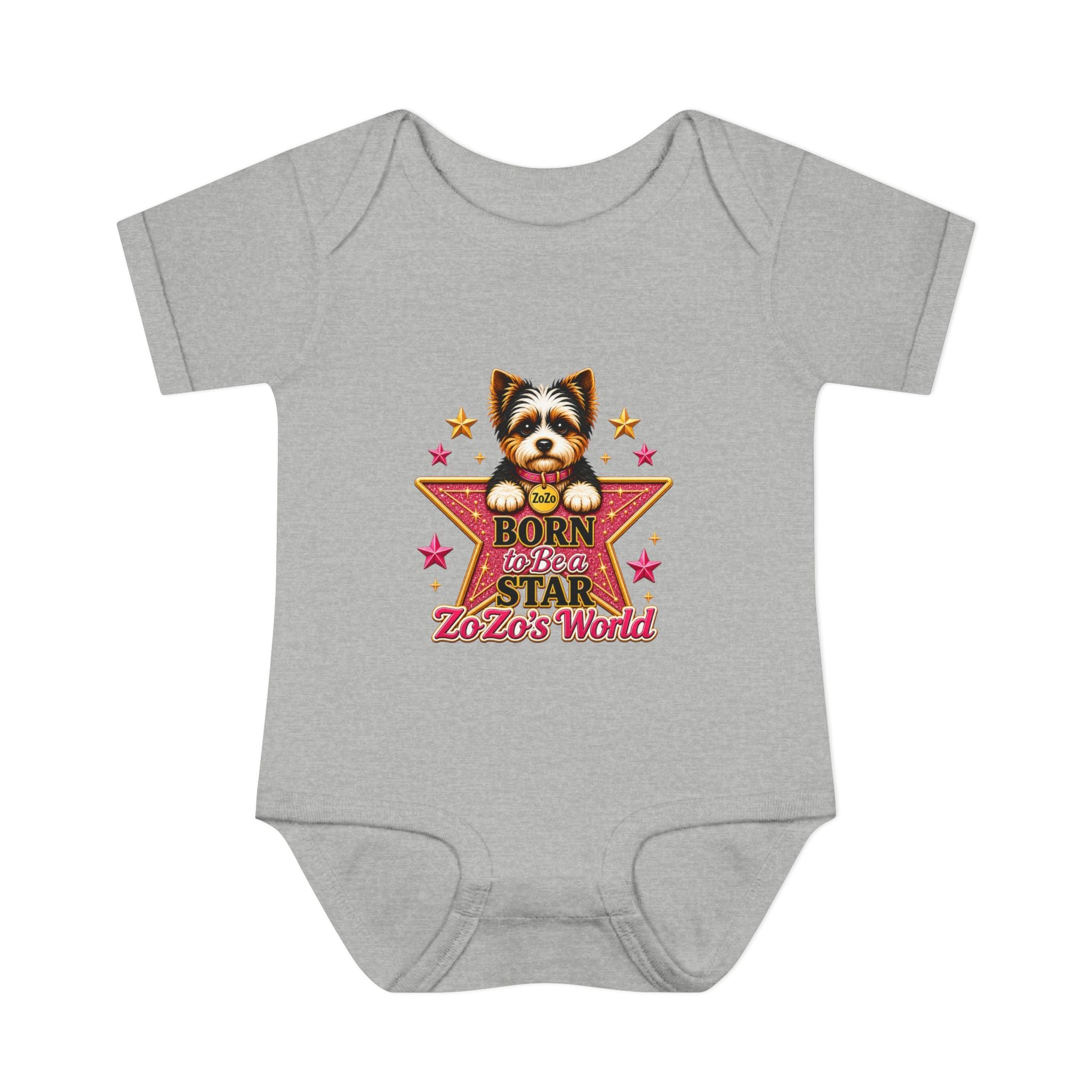 Baby Bodysuit — "Born to Be a Star" Puppy Graphic Infant Onesie (ZoZo's World)
