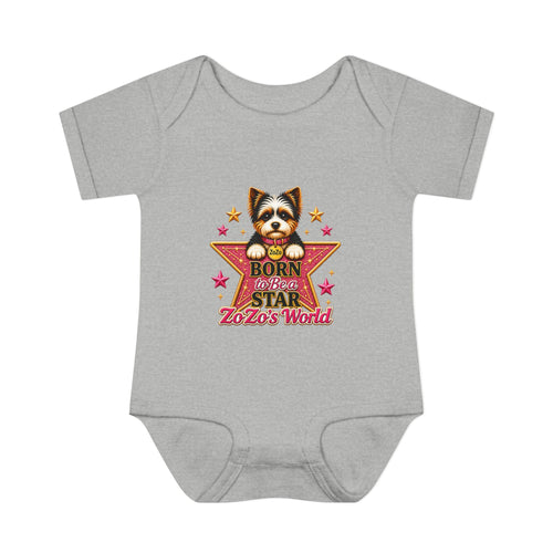 Baby Bodysuit — "Born to Be a Star" Puppy Graphic Infant Onesie (ZoZo's World)