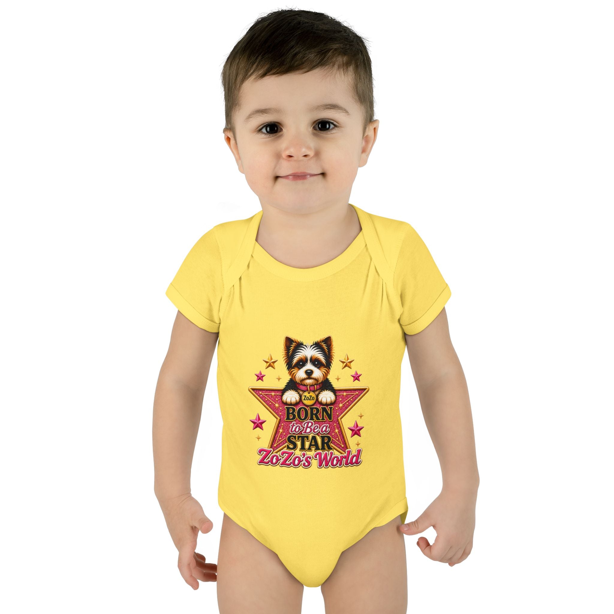 Baby Bodysuit — "Born to Be a Star" Puppy Graphic Infant Onesie (ZoZo's World)