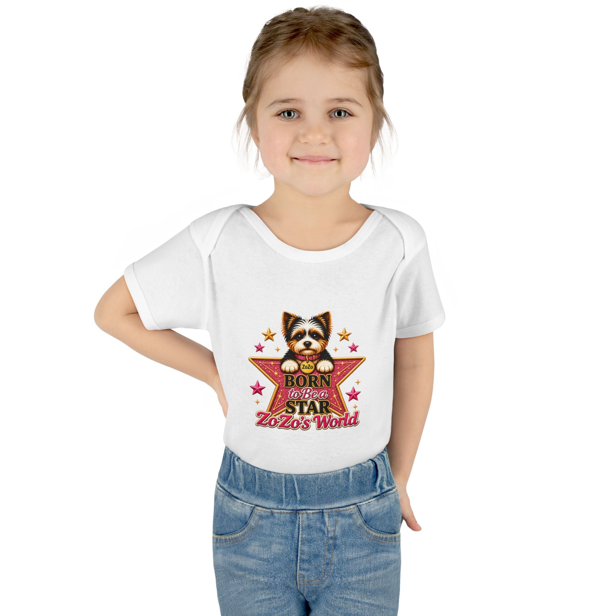Baby Bodysuit — "Born to Be a Star" Puppy Graphic Infant Onesie (ZoZo's World)