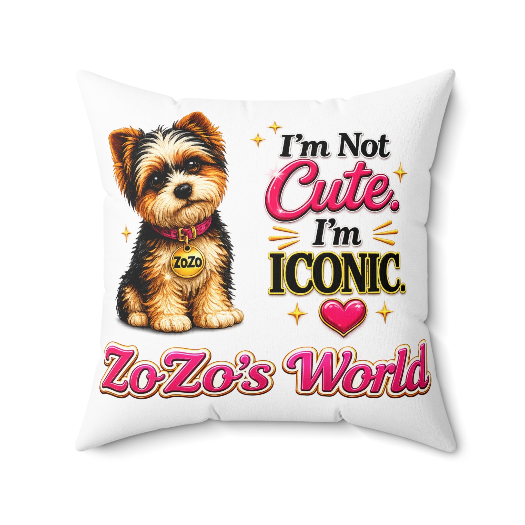 ZoZo’s World “I’m Not Cute. I’m Iconic.” Throw Pillow