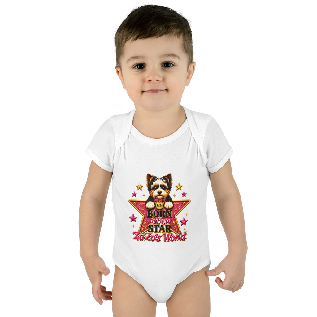 Baby Bodysuit — "Born to Be a Star" Puppy Graphic Infant Onesie (ZoZo's World)