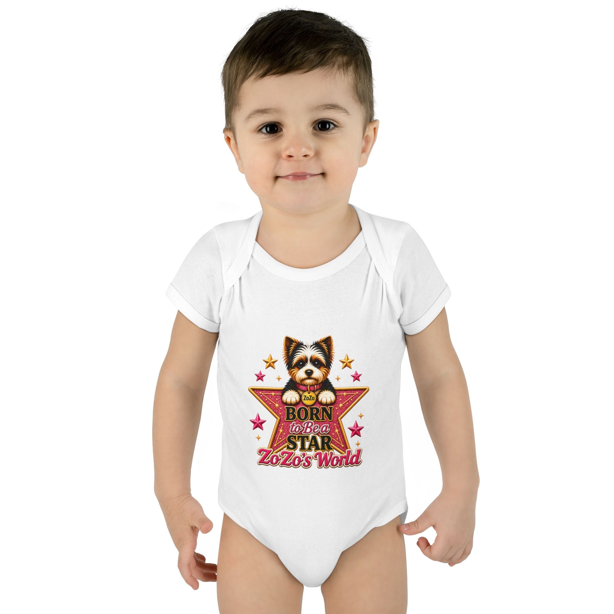Baby Bodysuit — "Born to Be a Star" Puppy Graphic Infant Onesie (ZoZo's World)