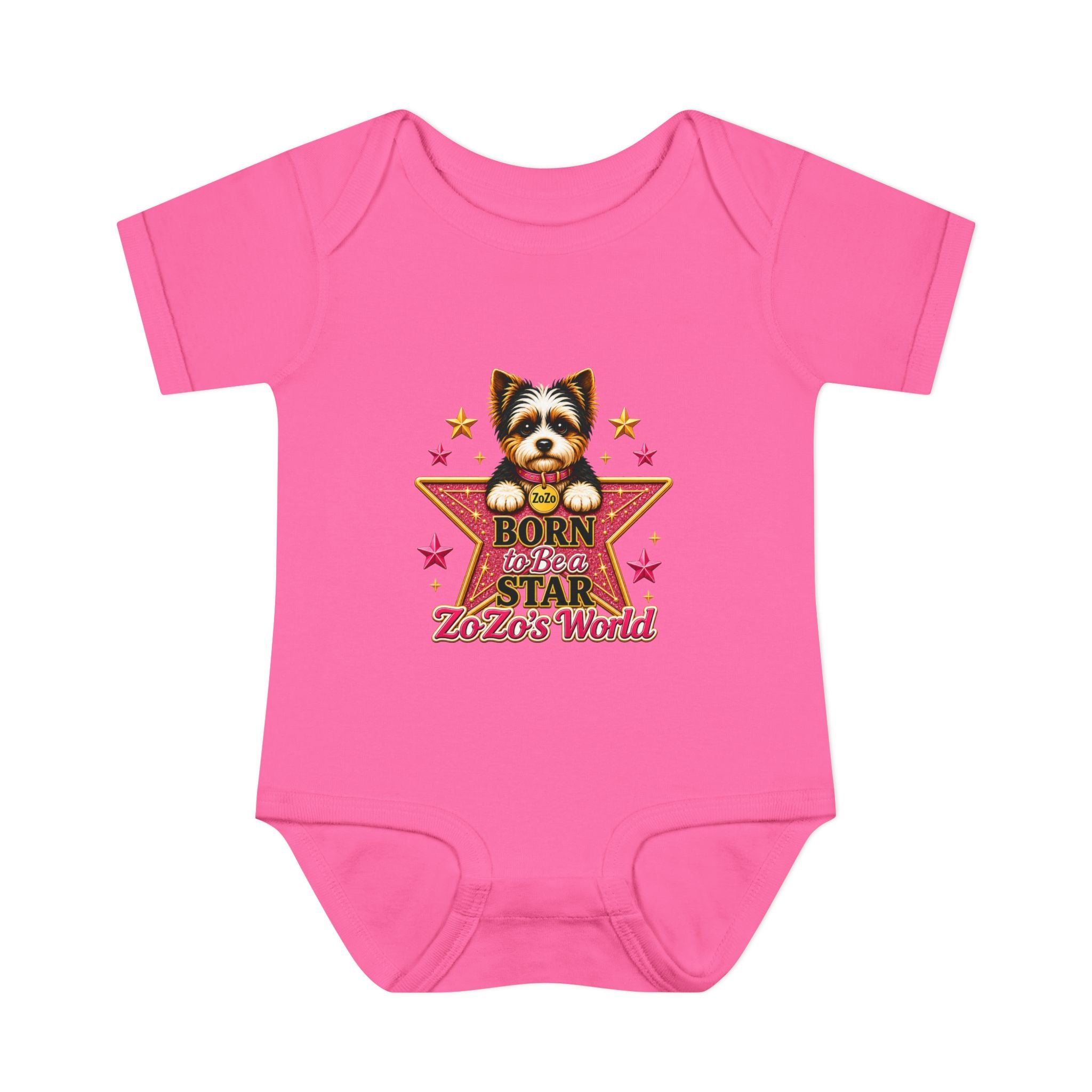 Baby Bodysuit — "Born to Be a Star" Puppy Graphic Infant Onesie (ZoZo's World)