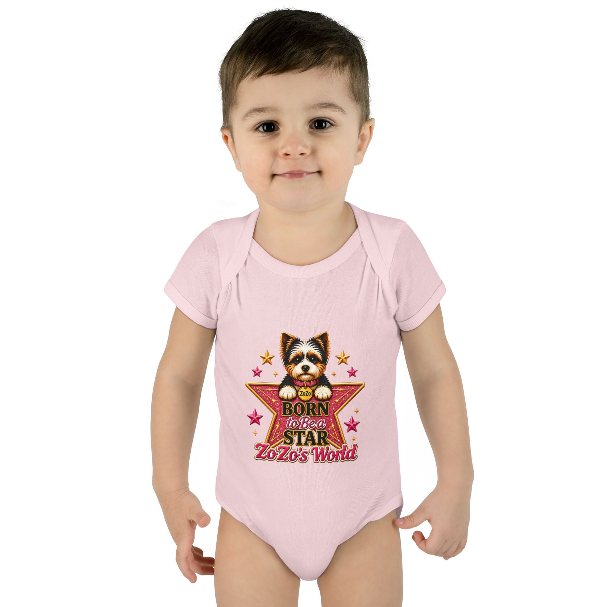 Baby Bodysuit — "Born to Be a Star" Puppy Graphic Infant Onesie (ZoZo's World)