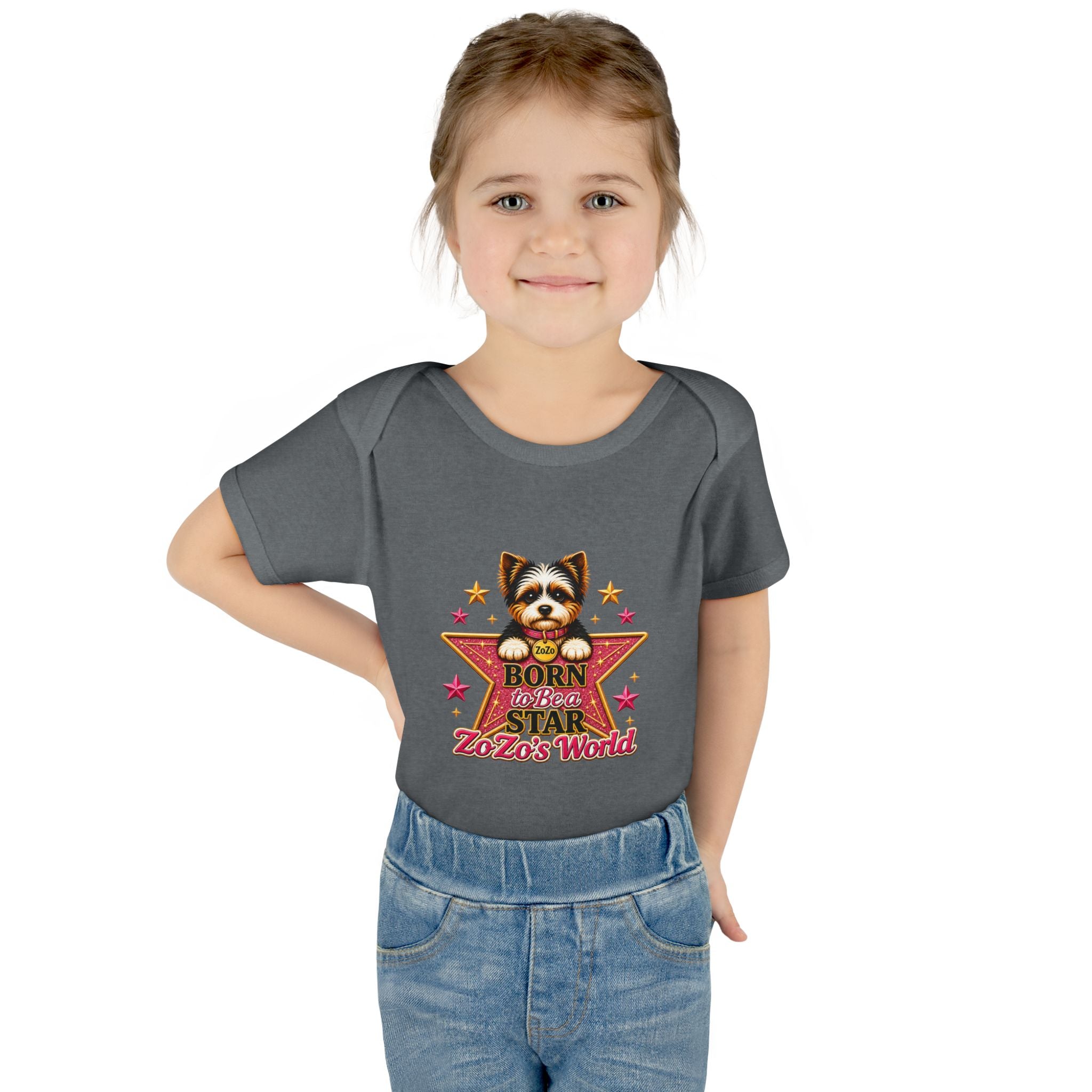 Baby Bodysuit — "Born to Be a Star" Puppy Graphic Infant Onesie (ZoZo's World)