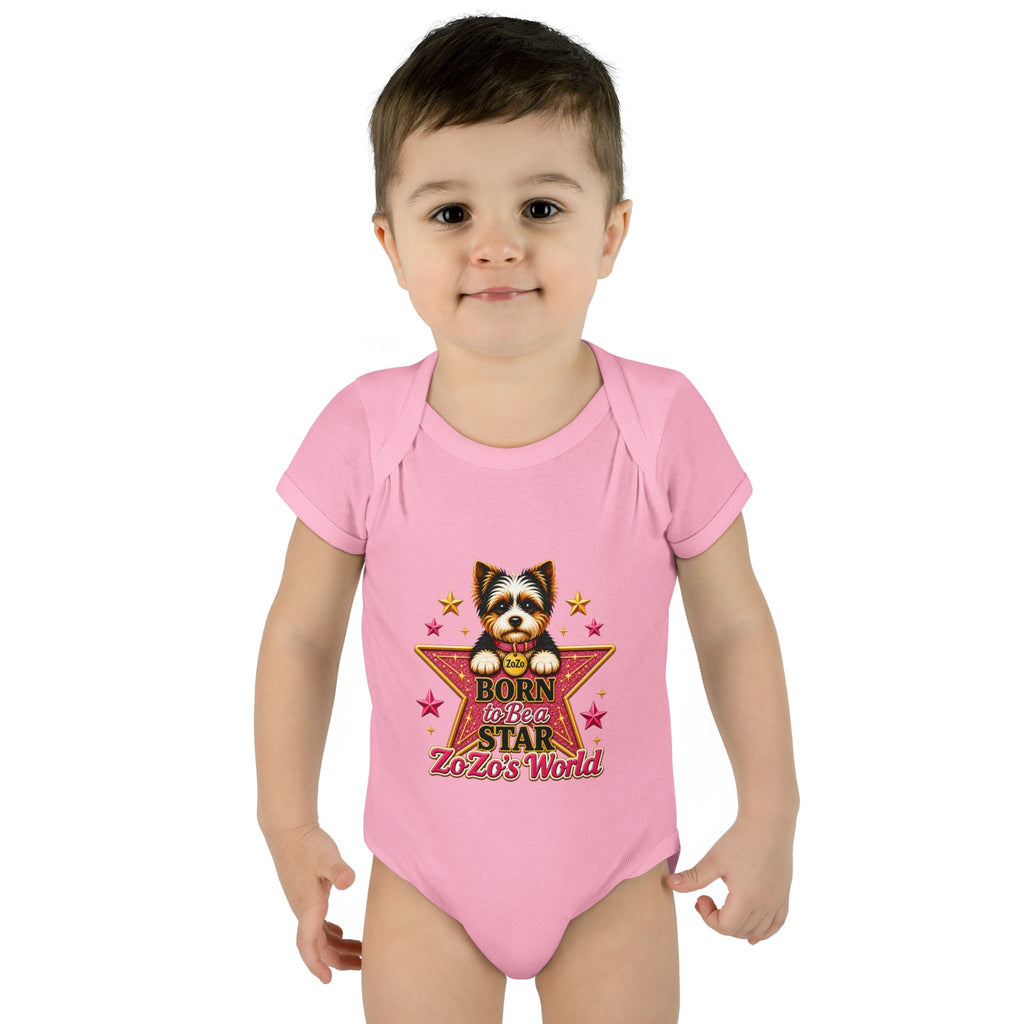 Baby Bodysuit — "Born to Be a Star" Puppy Graphic Infant Onesie (ZoZo's World)