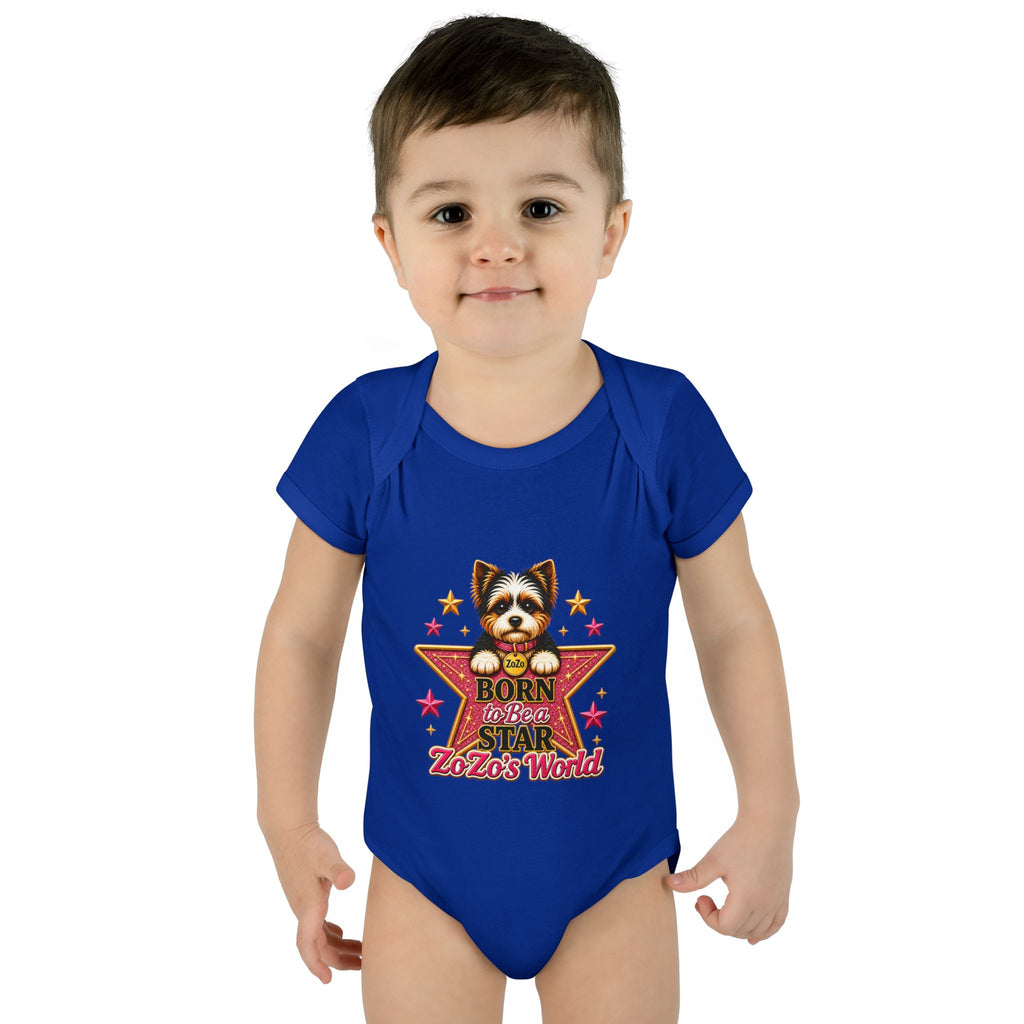 Baby Bodysuit — "Born to Be a Star" Puppy Graphic Infant Onesie (ZoZo's World)