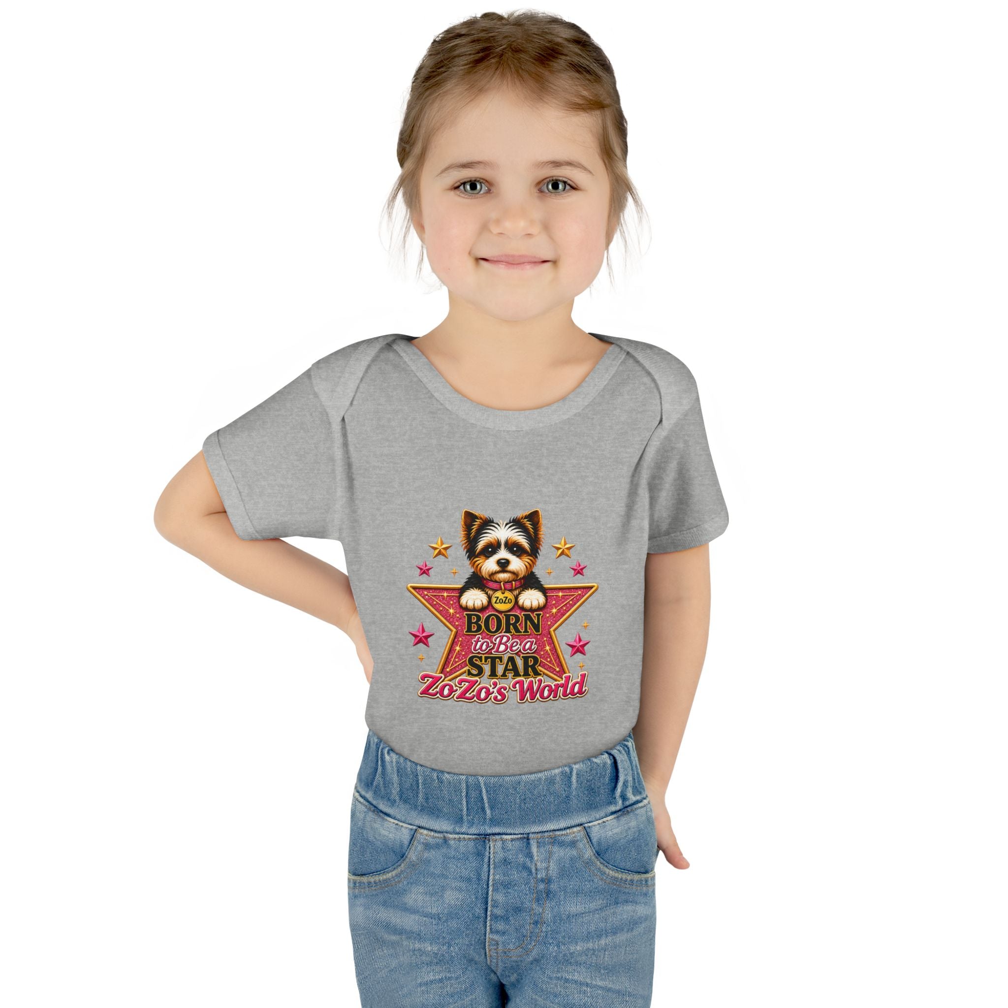 Baby Bodysuit — "Born to Be a Star" Puppy Graphic Infant Onesie (ZoZo's World)