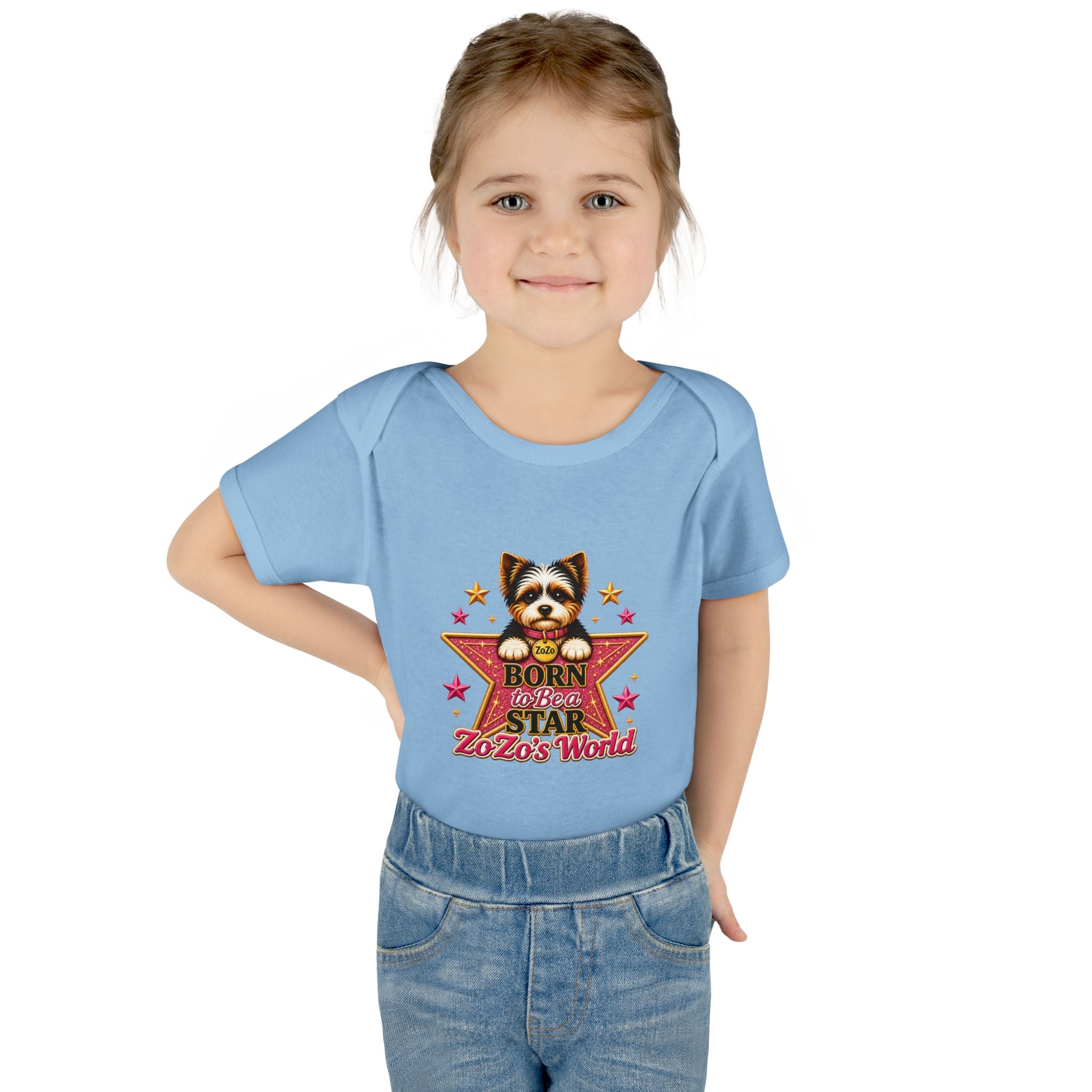 Baby Bodysuit — "Born to Be a Star" Puppy Graphic Infant Onesie (ZoZo's World)