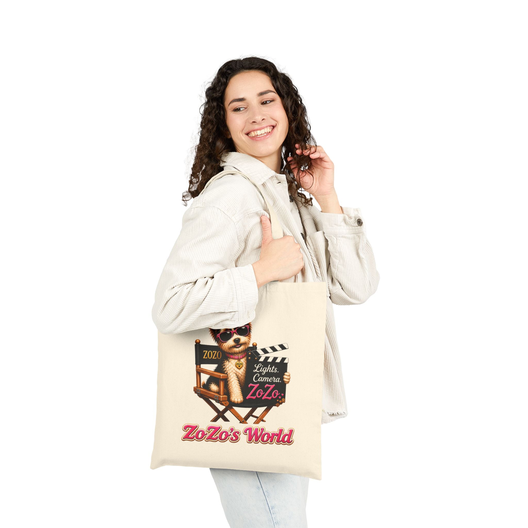 ZoZo’s World “Lights. Camera. ZoZo.” Cotton Canvas Tote Bag