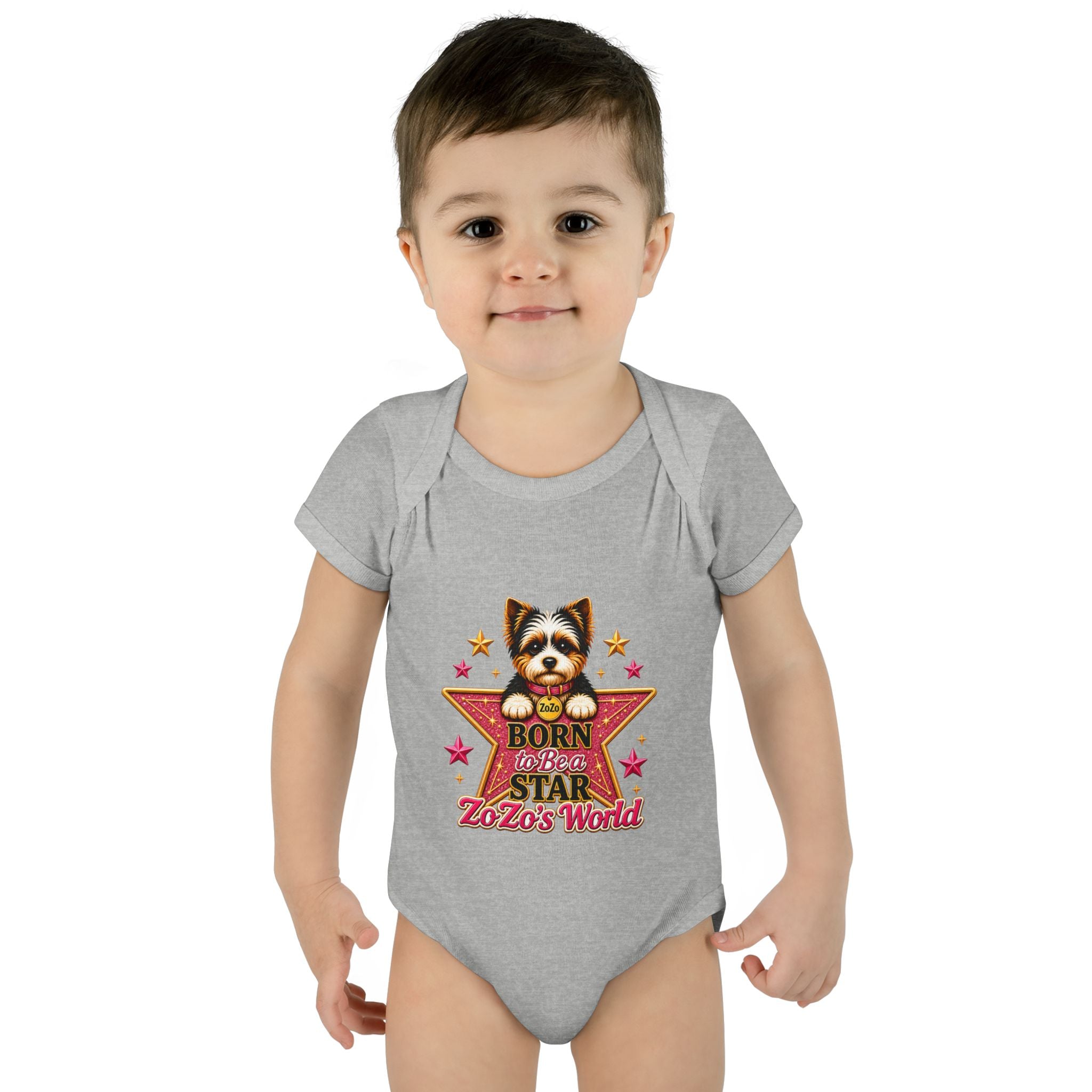 Baby Bodysuit — "Born to Be a Star" Puppy Graphic Infant Onesie (ZoZo's World)