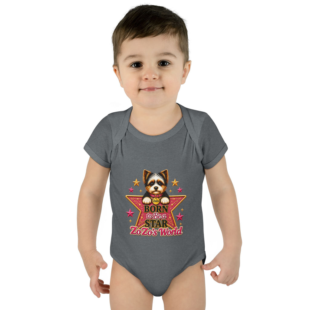Baby Bodysuit — "Born to Be a Star" Puppy Graphic Infant Onesie (ZoZo's World)