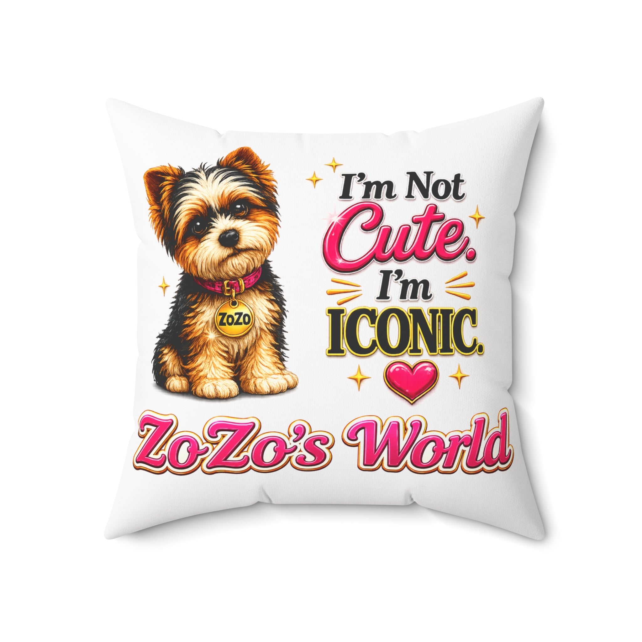 ZoZo’s World “I’m Not Cute. I’m Iconic.” Throw Pillow