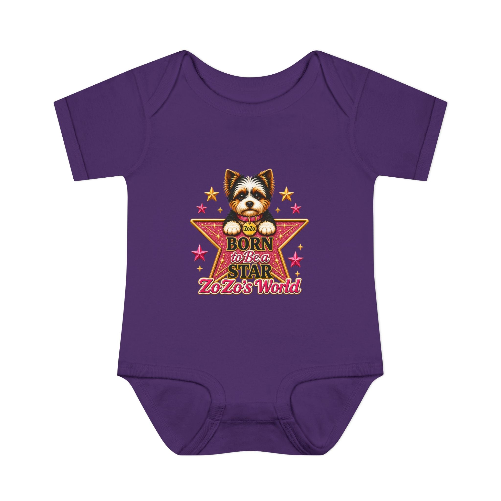 Baby Bodysuit — "Born to Be a Star" Puppy Graphic Infant Onesie (ZoZo's World)
