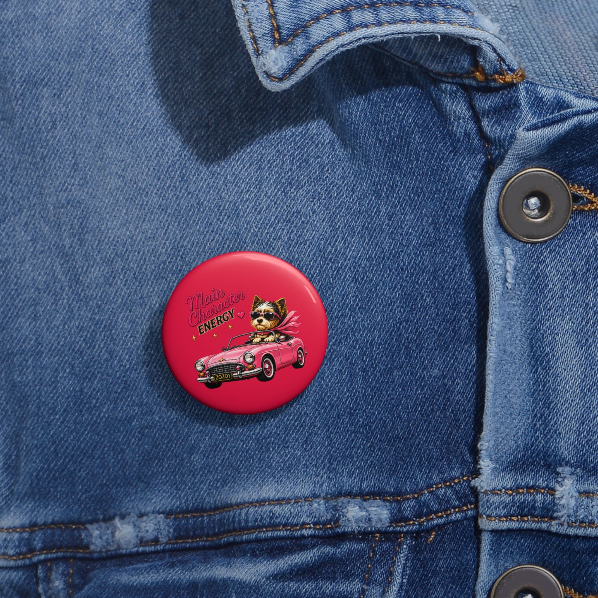 ZoZo’s World “Main Character Energy” Pin Button (Pink)