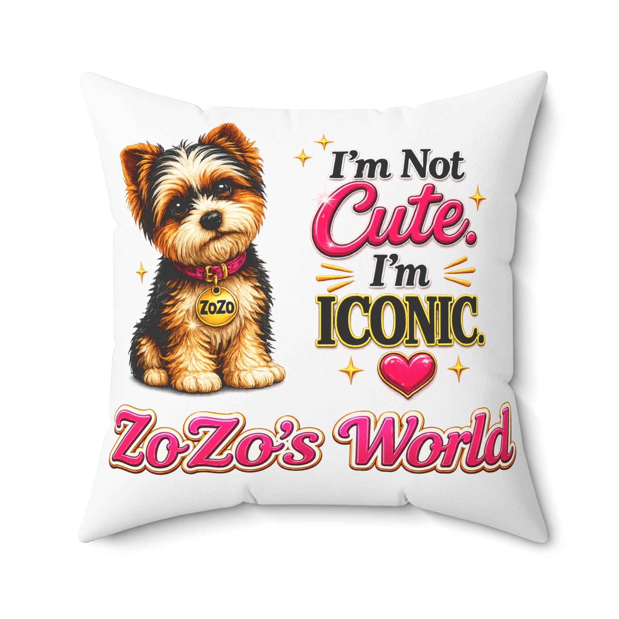 ZoZo’s World “I’m Not Cute. I’m Iconic.” Throw Pillow