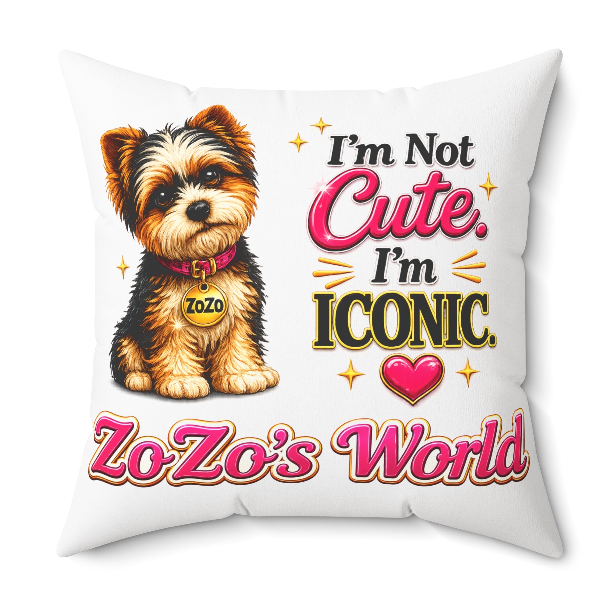 ZoZo’s World “I’m Not Cute. I’m Iconic.” Throw Pillow