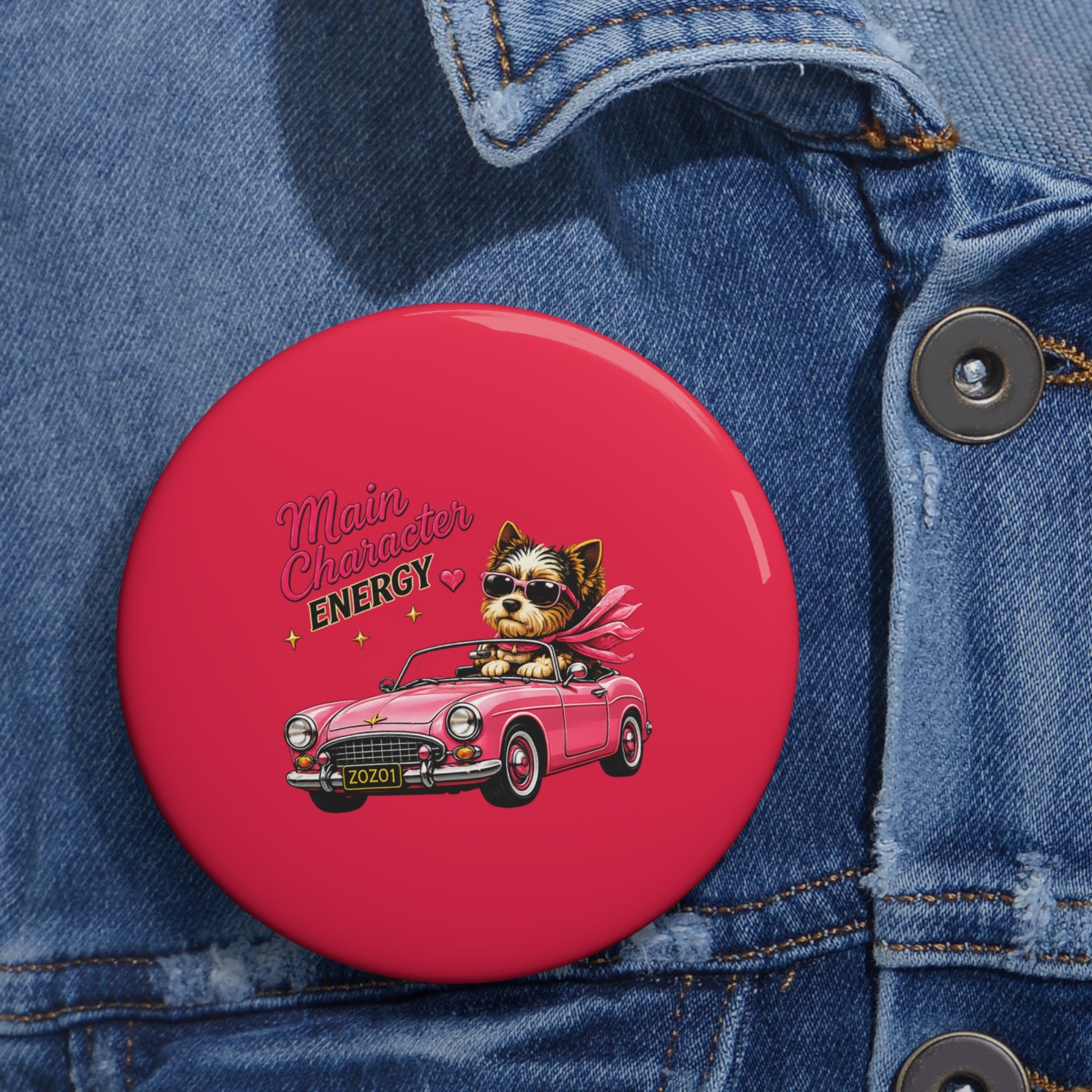 ZoZo’s World “Main Character Energy” Pin Button (Pink)