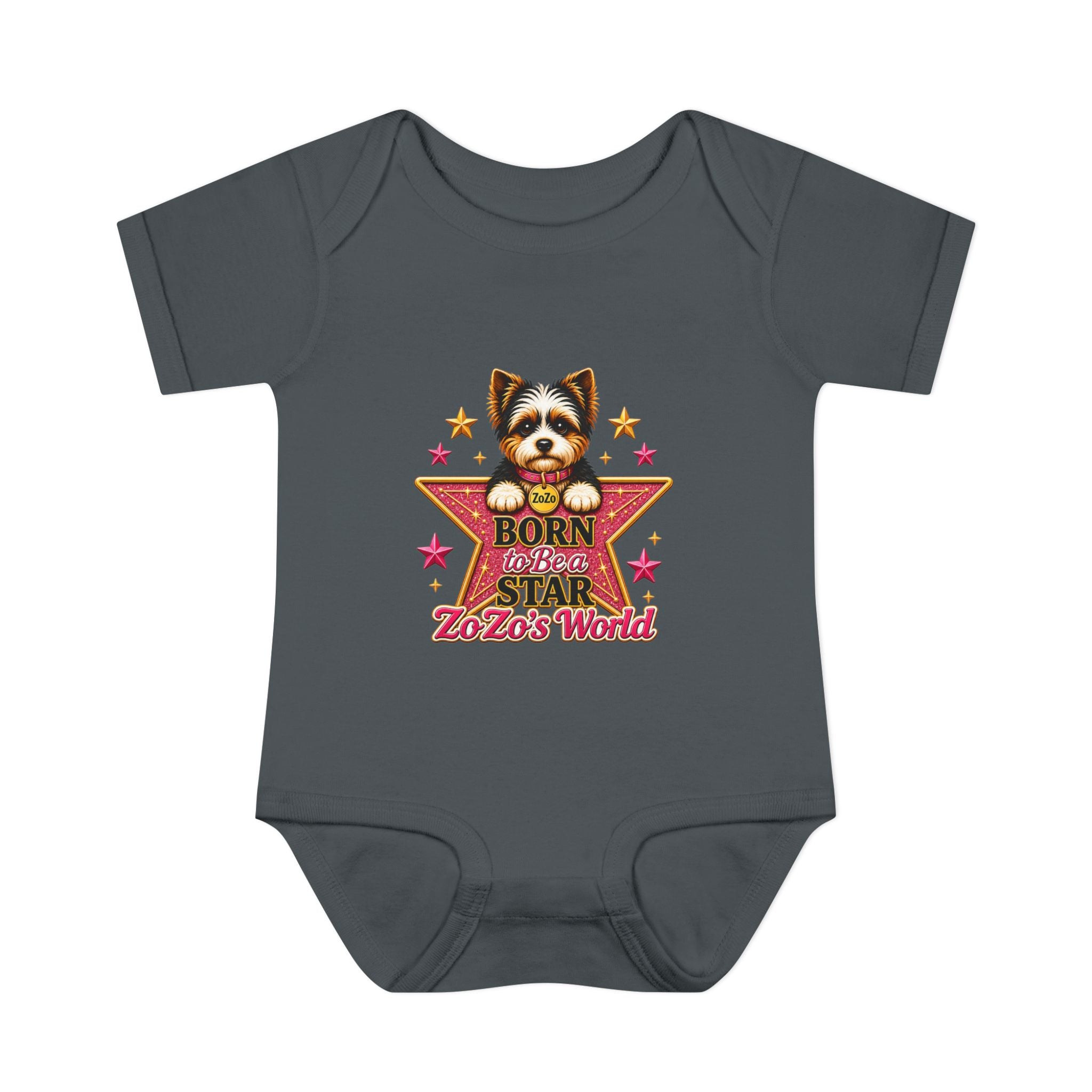 Baby Bodysuit — "Born to Be a Star" Puppy Graphic Infant Onesie (ZoZo's World)