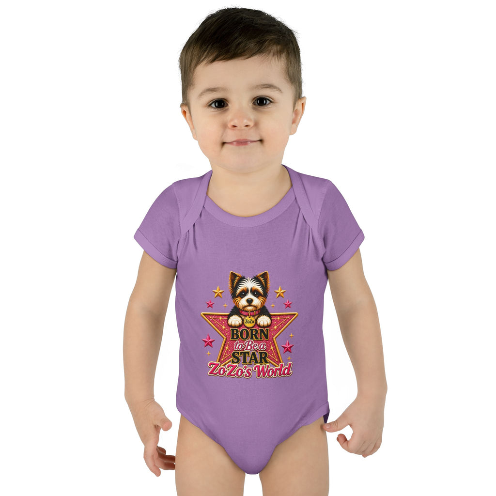 Baby Bodysuit — "Born to Be a Star" Puppy Graphic Infant Onesie (ZoZo's World)