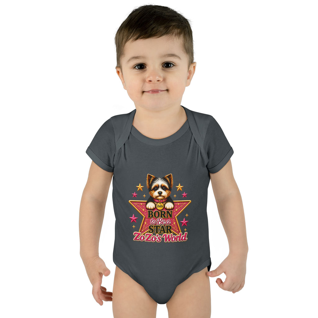 Baby Bodysuit — "Born to Be a Star" Puppy Graphic Infant Onesie (ZoZo's World)