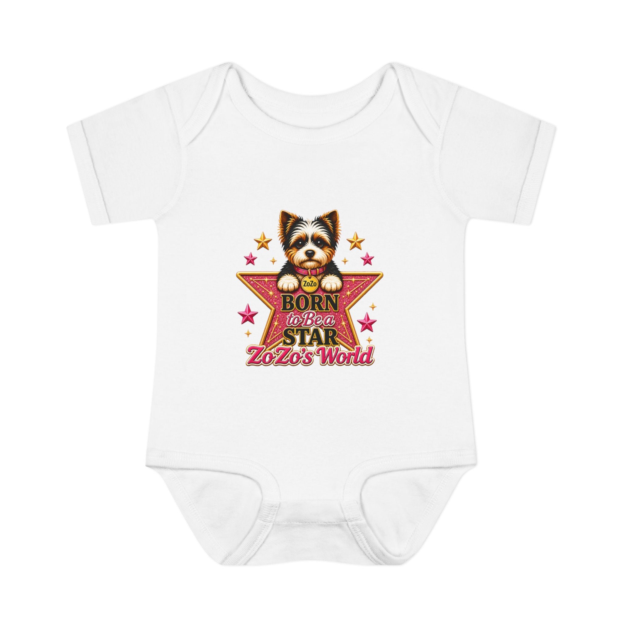 Baby Bodysuit — "Born to Be a Star" Puppy Graphic Infant Onesie (ZoZo's World)