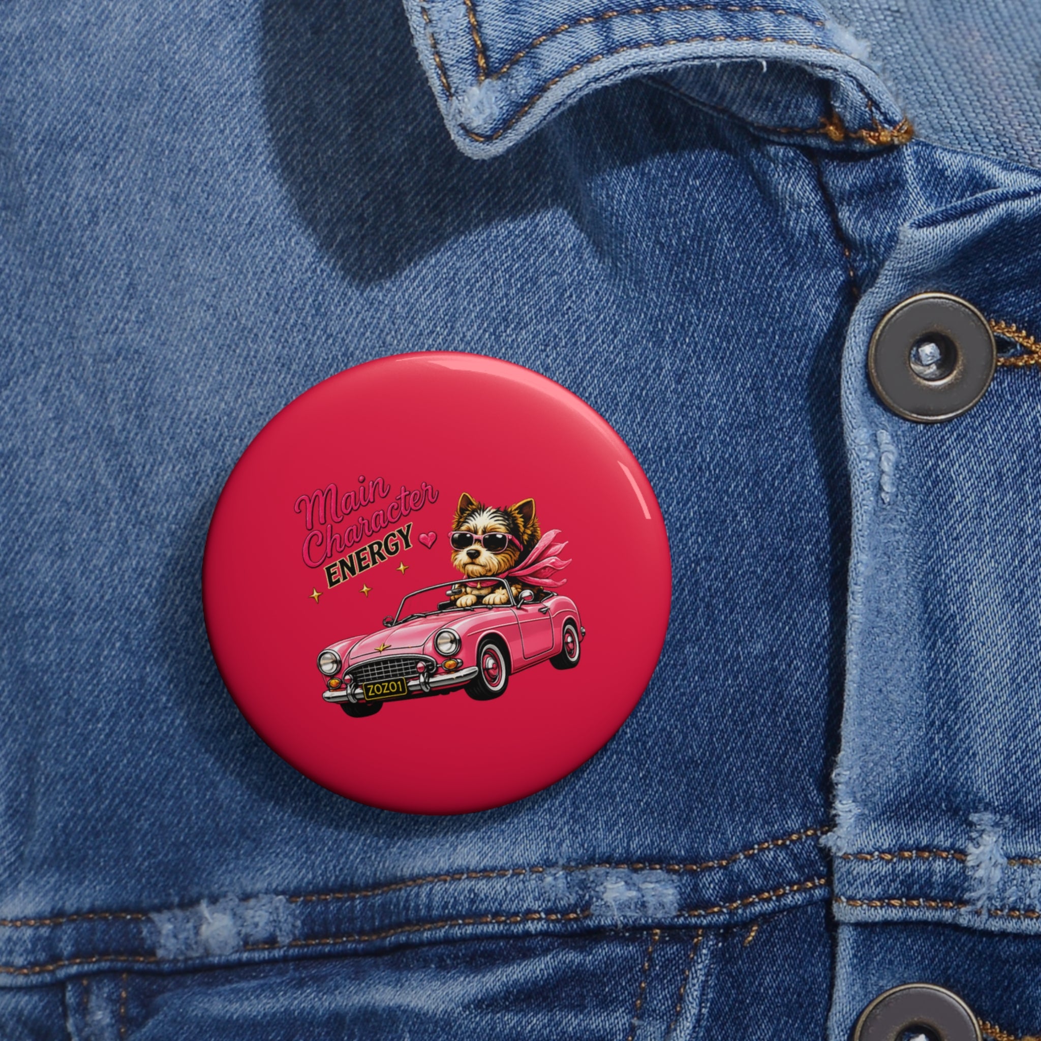 ZoZo’s World “Main Character Energy” Pin Button (Pink)